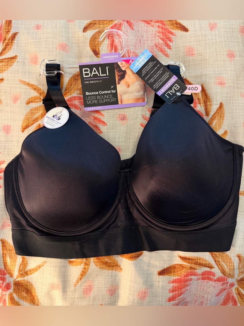 Bali Smooth U Support Bra — Black 40D